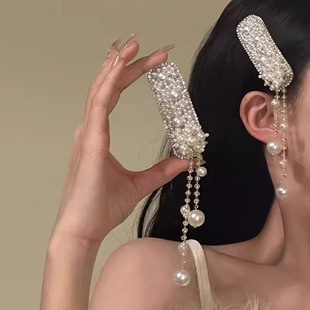 2025新款新中式珍珠流苏发夹女小众民族风发饰侧边夹子头饰发卡女