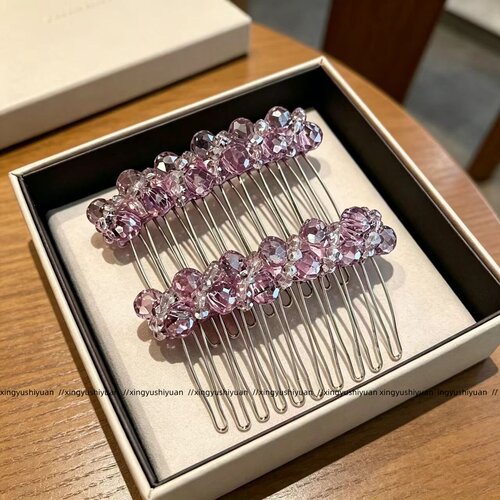 甜美水晶倒插梳刘海夹固定神器