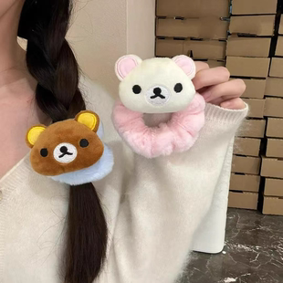 卡通轻松熊发圈毛绒大肠可爱发绳少女头绳皮筋丸子马尾头饰发饰