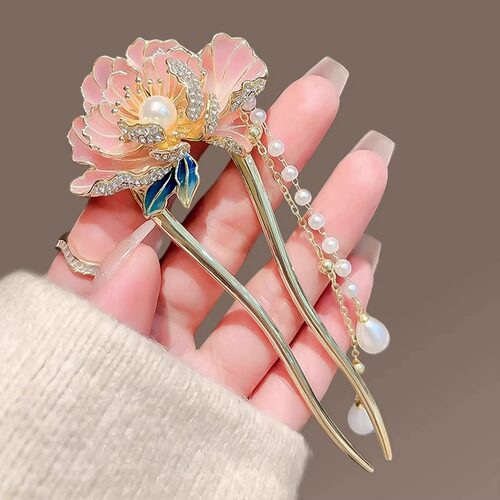国风高档牡丹花发簪女新款