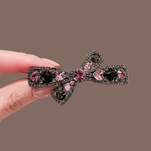 韩国超闪水钻镂空蝴蝶结发夹高级感侧边刘海夹碎发夹鸭嘴夹女发饰