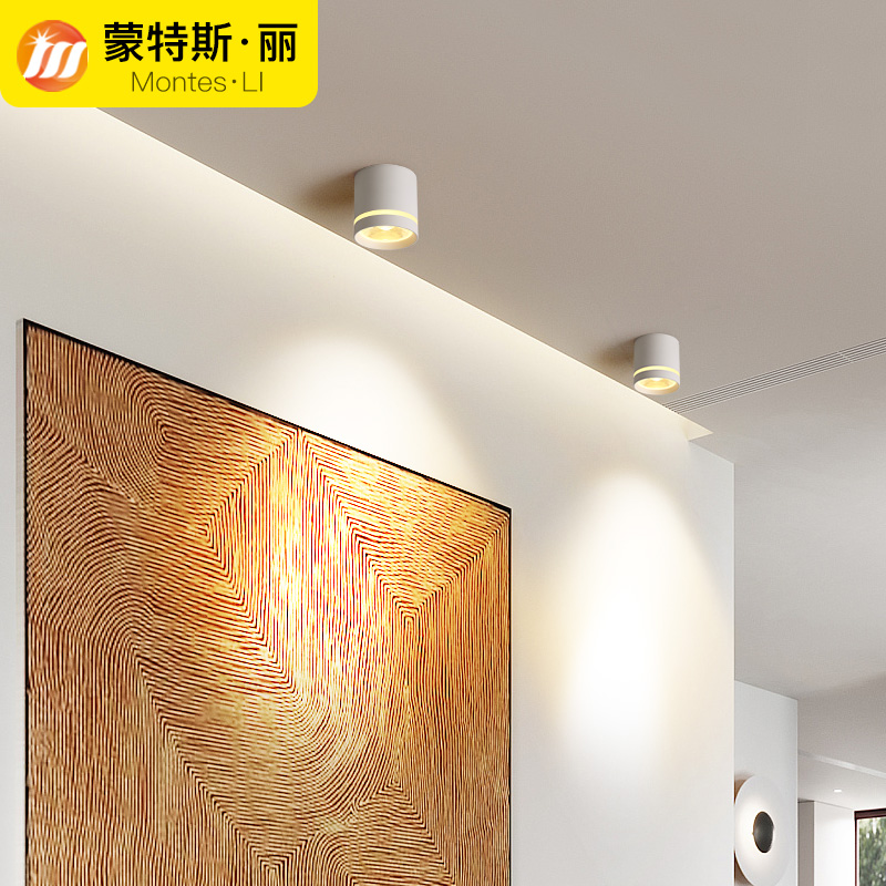 led明装射灯北欧吊顶吸顶式商用店铺免开孔服装店背景墙小天花灯