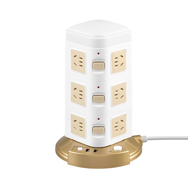 立式魔方塔形插座USB办公面板多功能插排多孔排插家用带线插线板