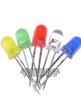 5MM 黄发黄 发光二极管 黄色 高亮 LED 短脚 F5黄发黄 一包1000只