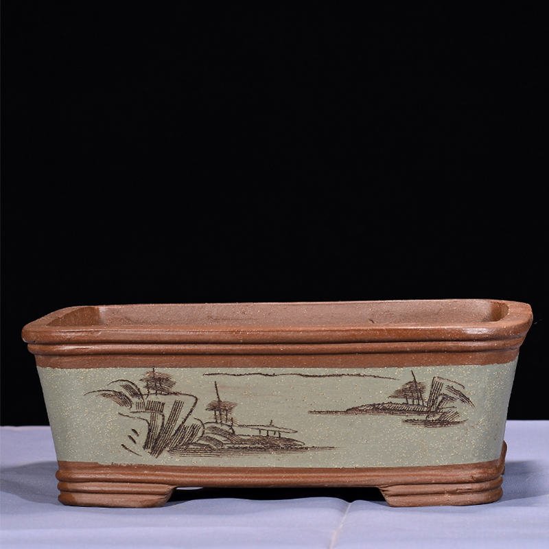 宜兴精品长方紫砂花盆马槽盆景盆君子兰多肉盆梅花盆阳台室内花盆