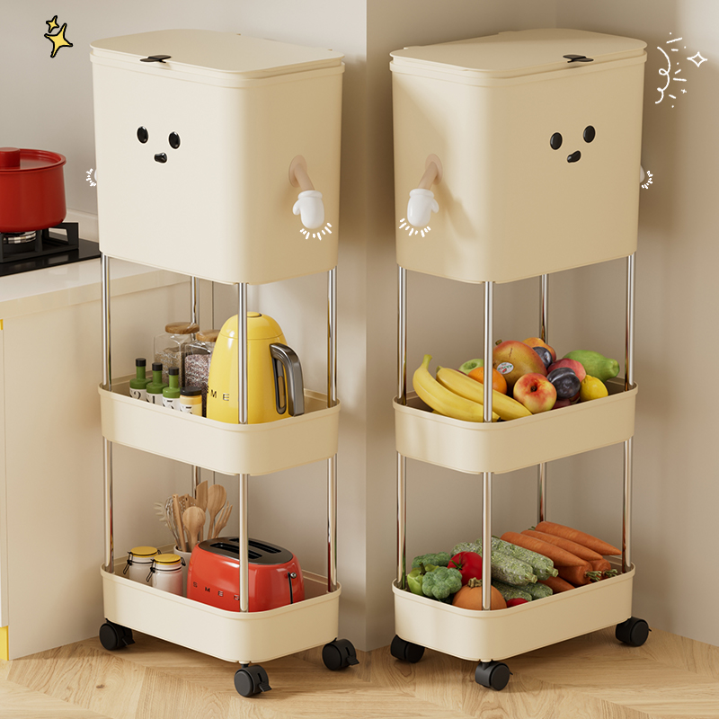 猫粮储存桶狗粮密封桶防潮猫咪零食罐头移动收纳盒宠物用品置物架