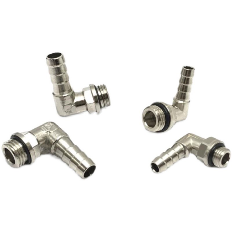 铜宝塔弯头PL8-G1/4外螺纹接头直角旋转快插硅胶管/水嘴X6-G1/8扣