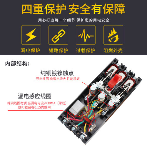 DZ15LE-100/490透明漏电保护器工地用三相四线塑壳漏电断路器开关