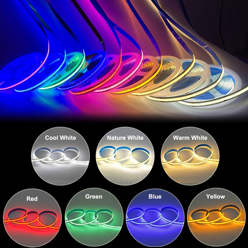 cob灯带12V8mm宽高亮低压led灯条24V自粘线条灯橱柜酒柜线形灯