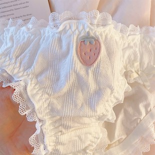 少女内裤 日系新款 女可爱草莓蕾丝花边蝴蝶结性感甜美低腰全棉