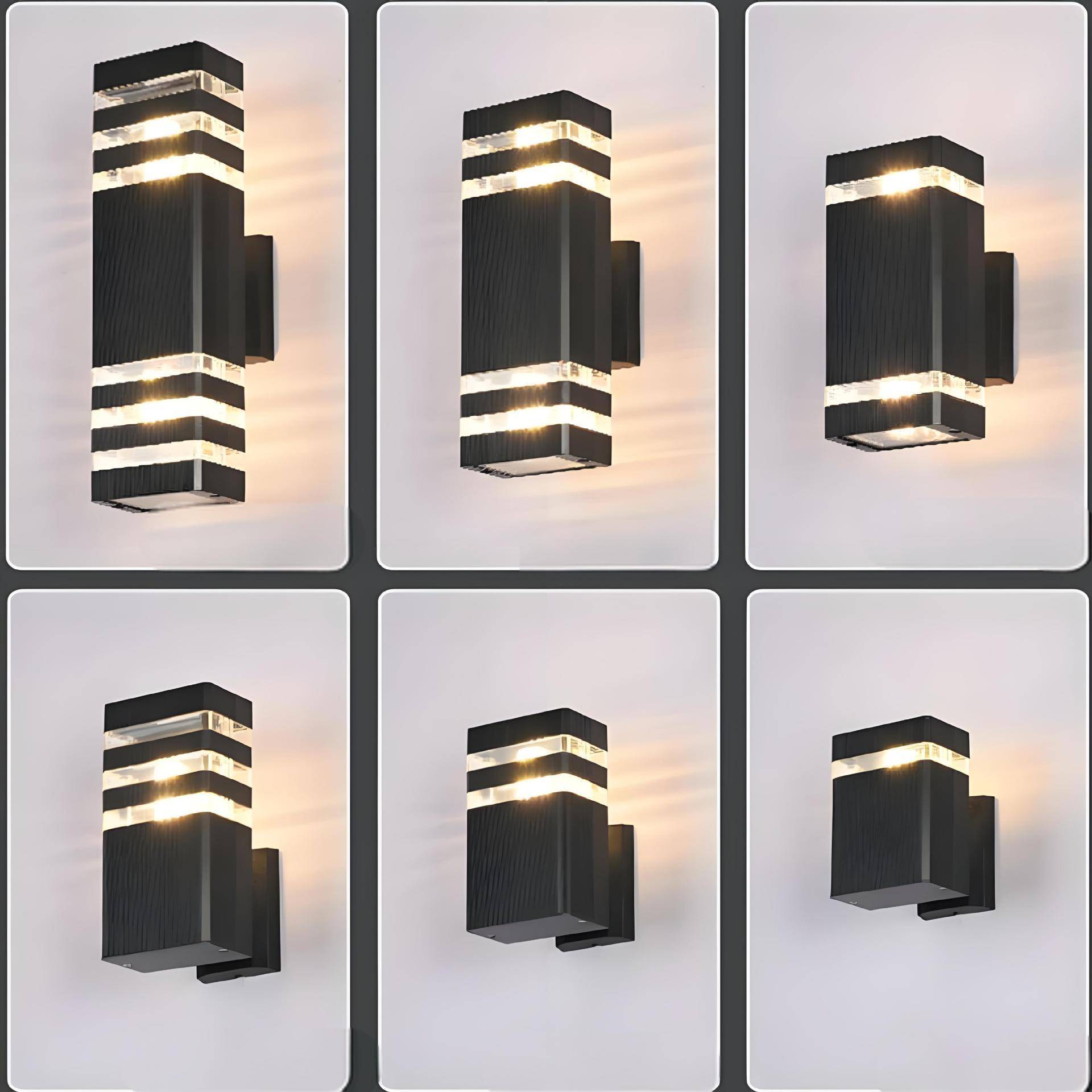 e27灯头长方上下发光双头户外壁灯外壳 楼梯过道别墅双头方管壁灯