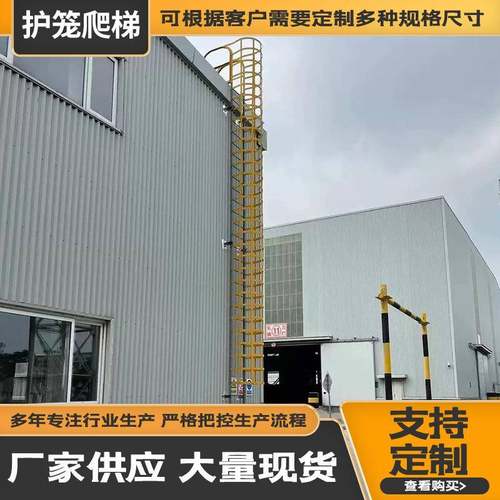 镀锌钢爬梯护笼不锈钢玻璃钢爬梯护笼铁爬梯基坑水池楼顶安全爬梯