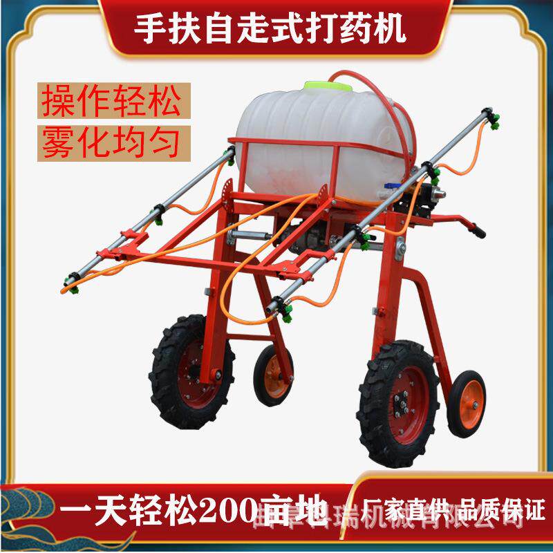手推式打药车 生产 高架多喷头喷杆 自走式手扶农用喷药机