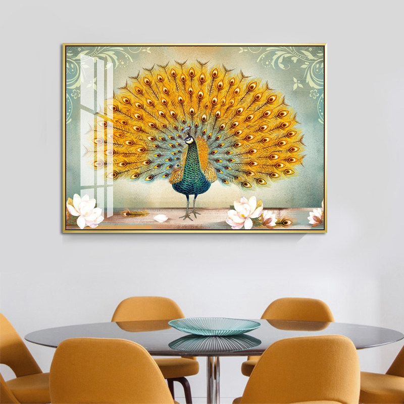 简欧客厅装饰画卧室沙发背景墙挂画饭厅玄关过道餐厅古典孔雀开屏