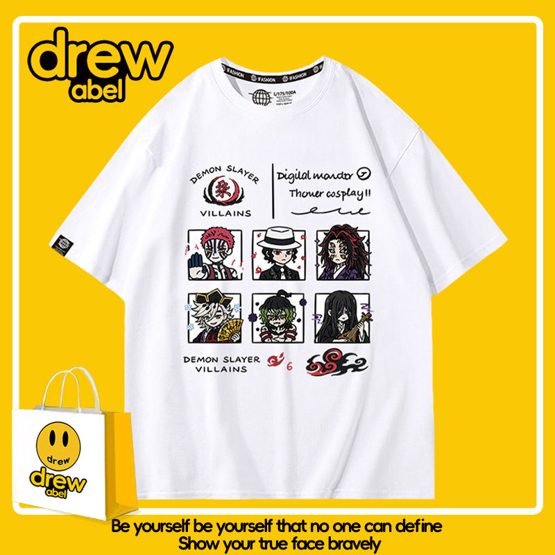 drew 鬼灭之刃T恤男短袖夏季周边祢豆子善逸纯棉美式学院风衣服