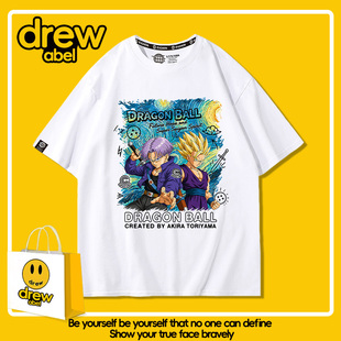drew 七龙珠星空动漫周边短袖T恤儿童男童夏季纯棉休闲学院风衣服