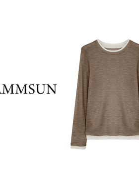 【70S超细100%全羊毛】秋季纯色精纺羊毛衫女士假两件新款