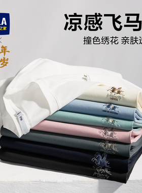 HLA/海澜之家马年贺岁系列短袖T恤2026春夏新款凉感圆领绣花短t男