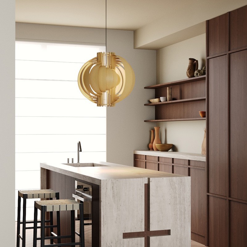 中古原木风月亮吊灯侘寂风法式设计师餐厅书房卧室吧台民宿灯