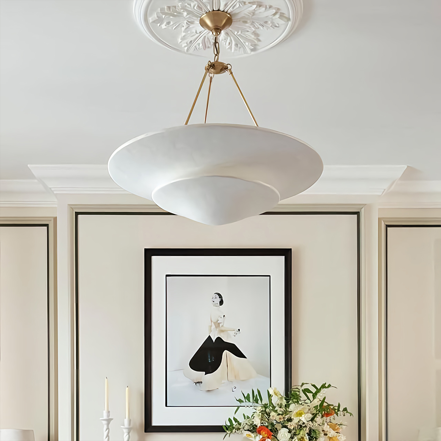 美式vc法式客厅设计师餐厅石膏全铜吊灯复古卧室中古风吊灯