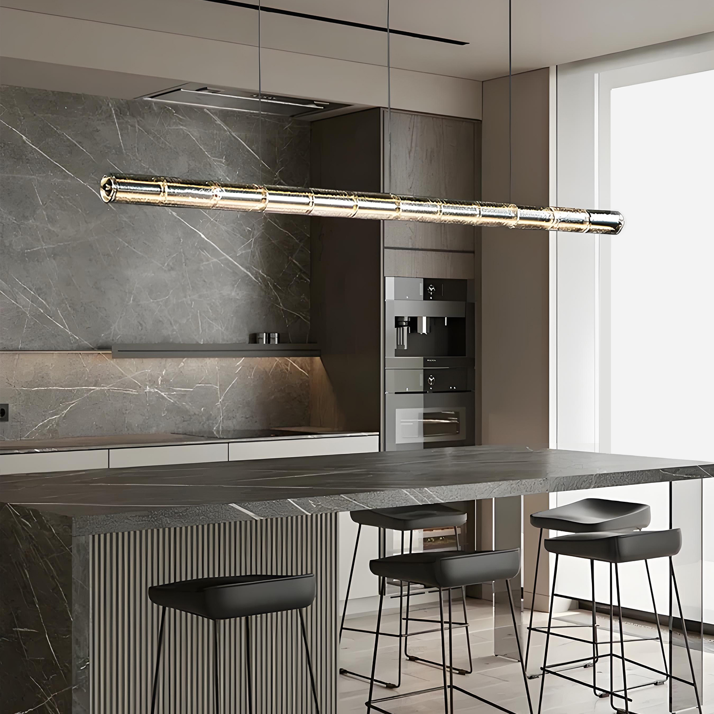 意大利设计师款一字餐厅吊灯北欧极简吧台长条吊灯