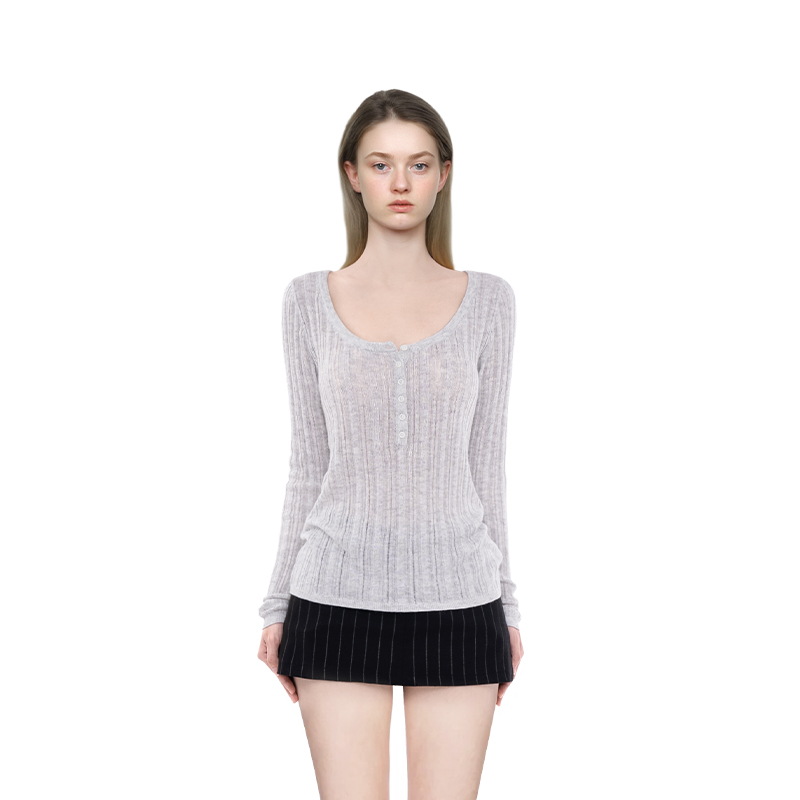 BF长袖女2025新款秋冬纯色圆领修身显瘦百搭套头内搭上衣针织衫