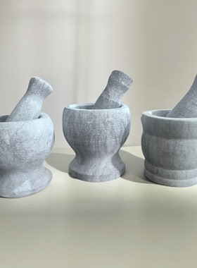 剥蒜器天然青石臼中号石臼家用捣蒜器捣药罐蒜泥器压蒜器研磨石臼