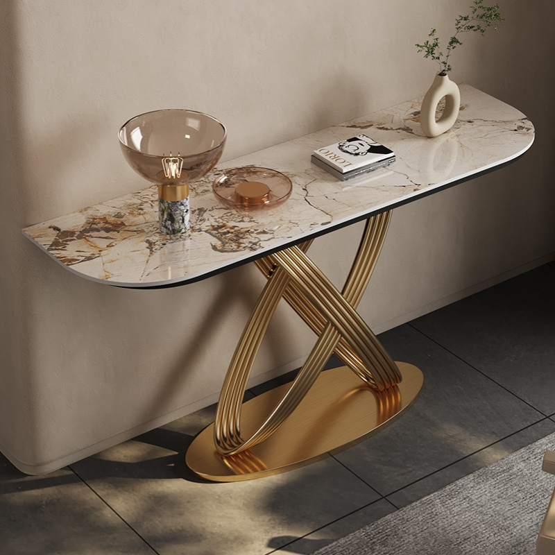 轻奢简约岩板玄关桌轻奢端景台靠墙大户型现代艺术玄关台门厅条案