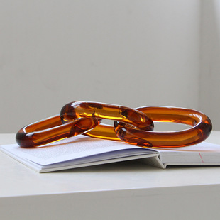 厂家直销现代简约软装书柜创手工彩色链条琉璃麻绳酒店样板间摆件