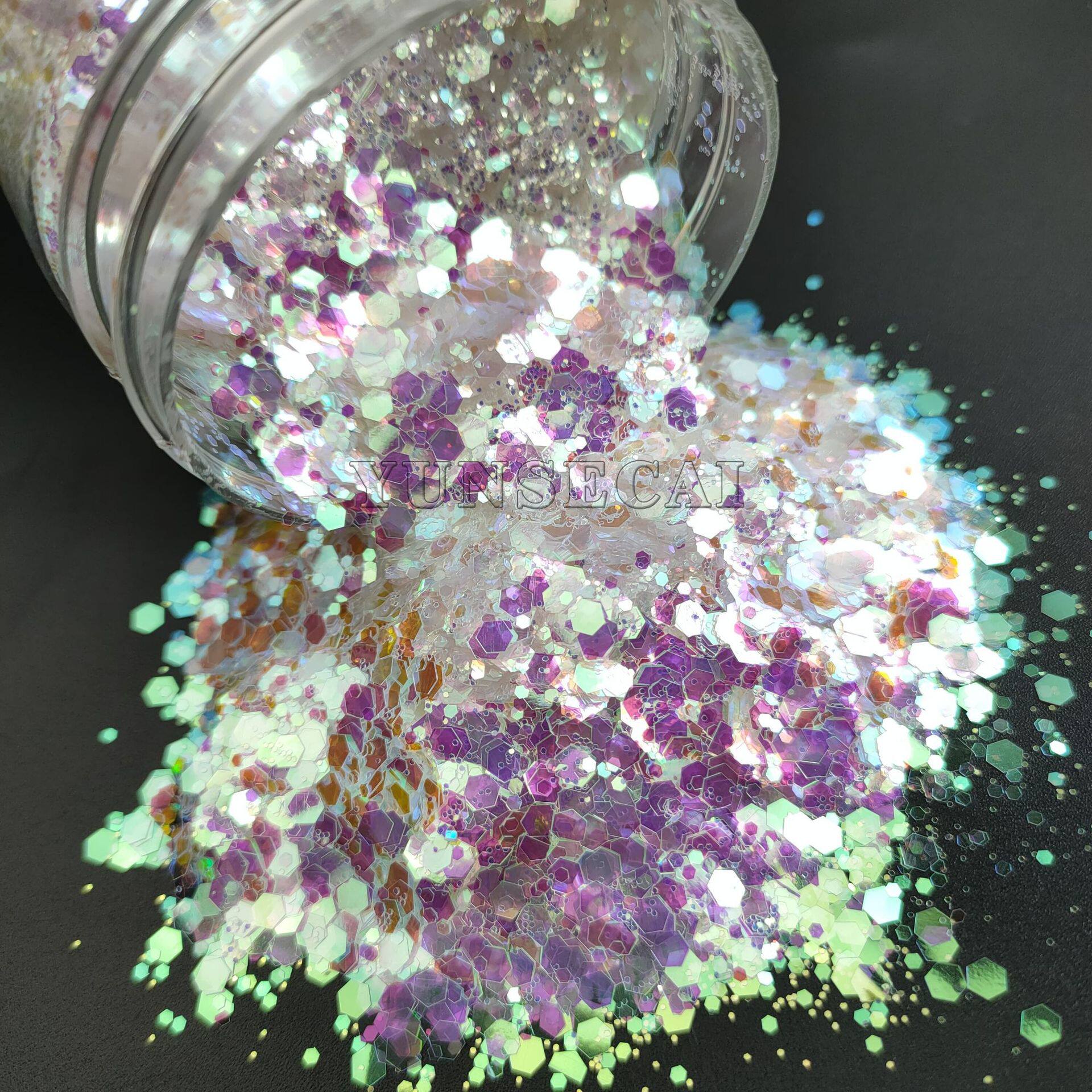 批发美甲DIY闪粉滴胶工艺glitter 高亮原色12色六角混合亮片闪粉