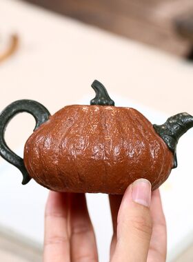宜兴名家原矿降坡泥紫砂壶全手工双色南瓜茶壶水果蔬菜仿生器茶具