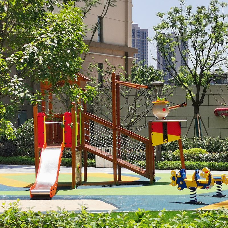 室内外塑料儿童游乐设备 学校幼儿园配套设施 实木游艺滑梯玩具