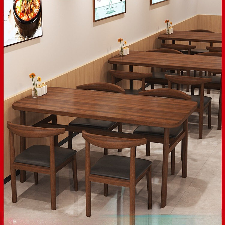小户型简约商用长方形餐桌椅