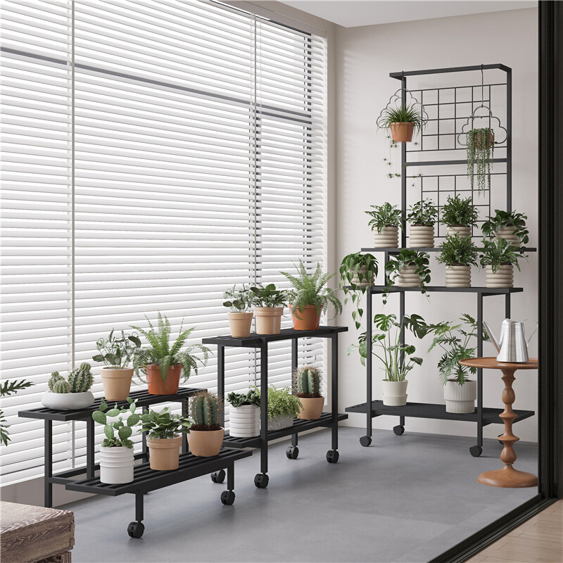 客厅铁艺花架子室内阳台装饰落地式多层花架置物架现代简约花盆架