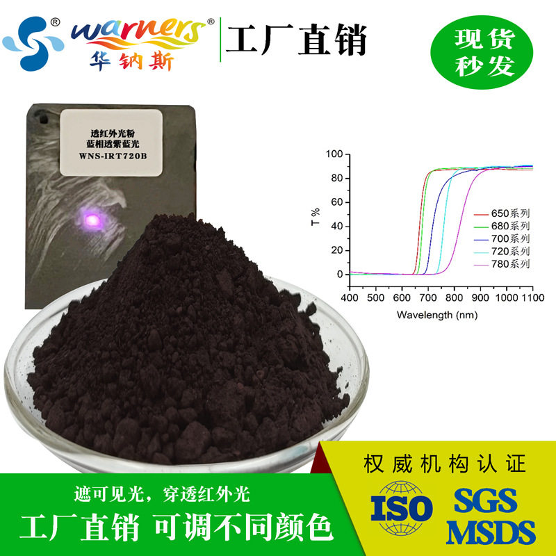油墨级红外线透射粉IR染料溶解油溶黑透红外滤光材料透红外光色粉