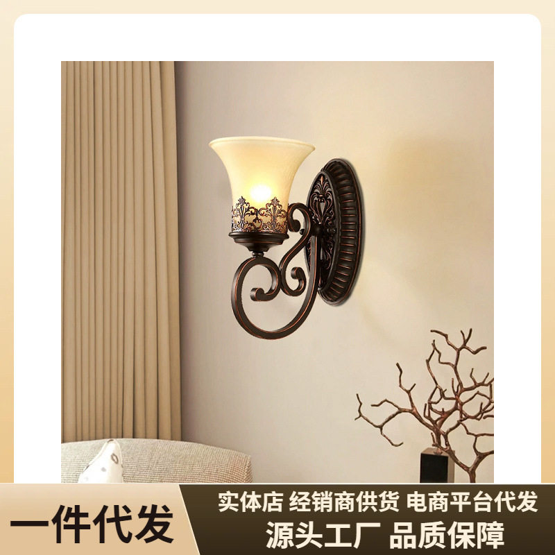 美式壁灯复古乡村简约卧室床头过道灯古典创意阳台灯具北欧走廊灯