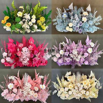 小清新婚礼地排花韩式婚庆花路引装饰花艺迎宾背景花美陈