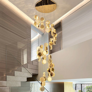 卡伯森旋转楼梯吊灯长吊灯别墅复式楼跃层挑空楼梯间水晶吊灯轻奢