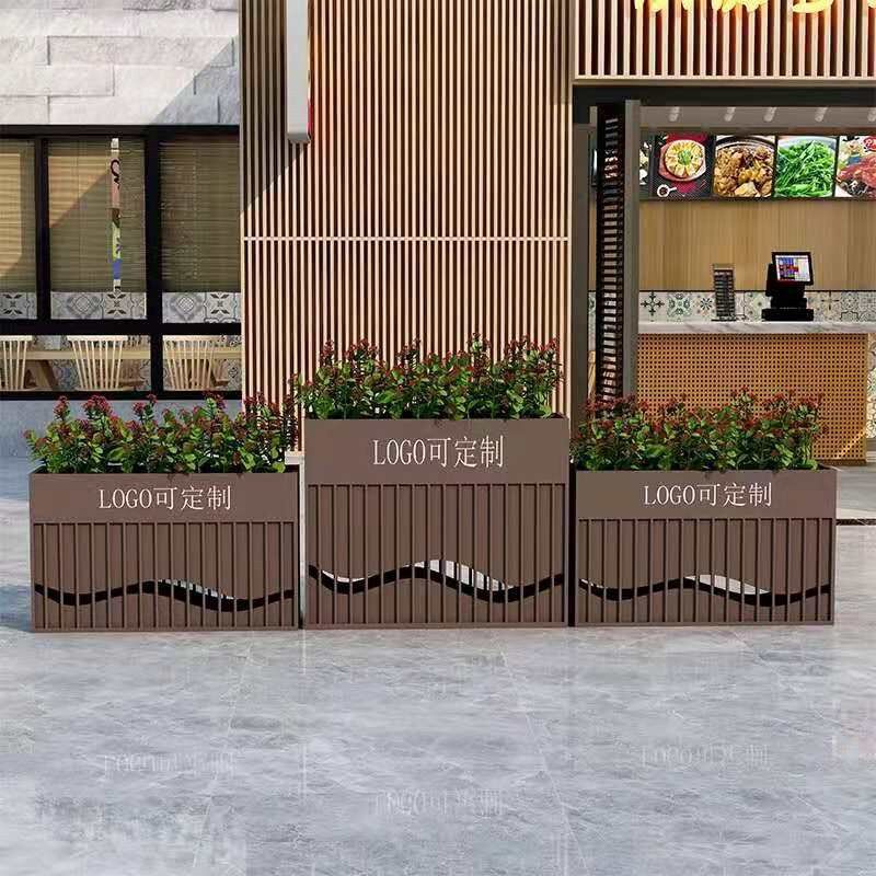 户外铁艺花箱商业街广场隔断花槽绿化景观花盆花架子庭院外摆花坛