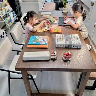 桌面定制实木餐桌简约白蜡木大板桌比恩餐桌家用客厅书桌电脑桌