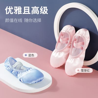彩色儿童缎面舞蹈鞋形体鞋民族男女瑜珈鞋练功猫爪鞋芭蕾跳舞鞋