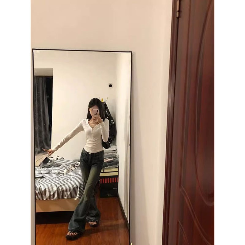 大码胖mm白色V领长袖打底衫女t恤春秋冬新款内搭修身显瘦百搭上衣