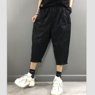 直筒工装 2024新款 夏季 纯棉休闲宽松阔腿裤 子女显瘦I七分哈伦薄款