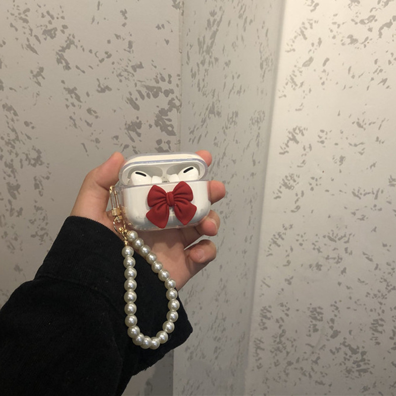 ins蝴蝶结airpods保护套适用苹果3代耳机壳pro软1/2代仙女壳珍珠2