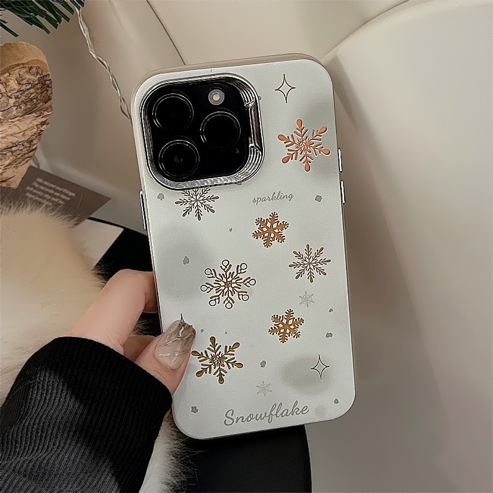 秋冬氛围iphone15适用14Promax手机壳16苹果13镂空雪花11电镀华为