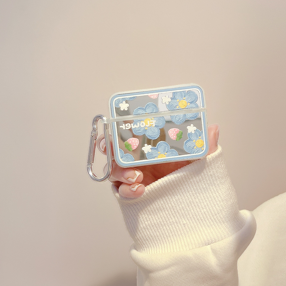 ins镜面花朵适用苹果AirPods2蓝牙耳机保护套pro2新款3代耳机套4