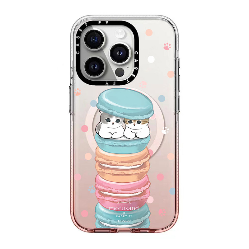 【官方正品】CASETiFY 渐变粉冰晶磁吸Mofusand猫咪适用苹果iPhone15ProMax手机壳13/14