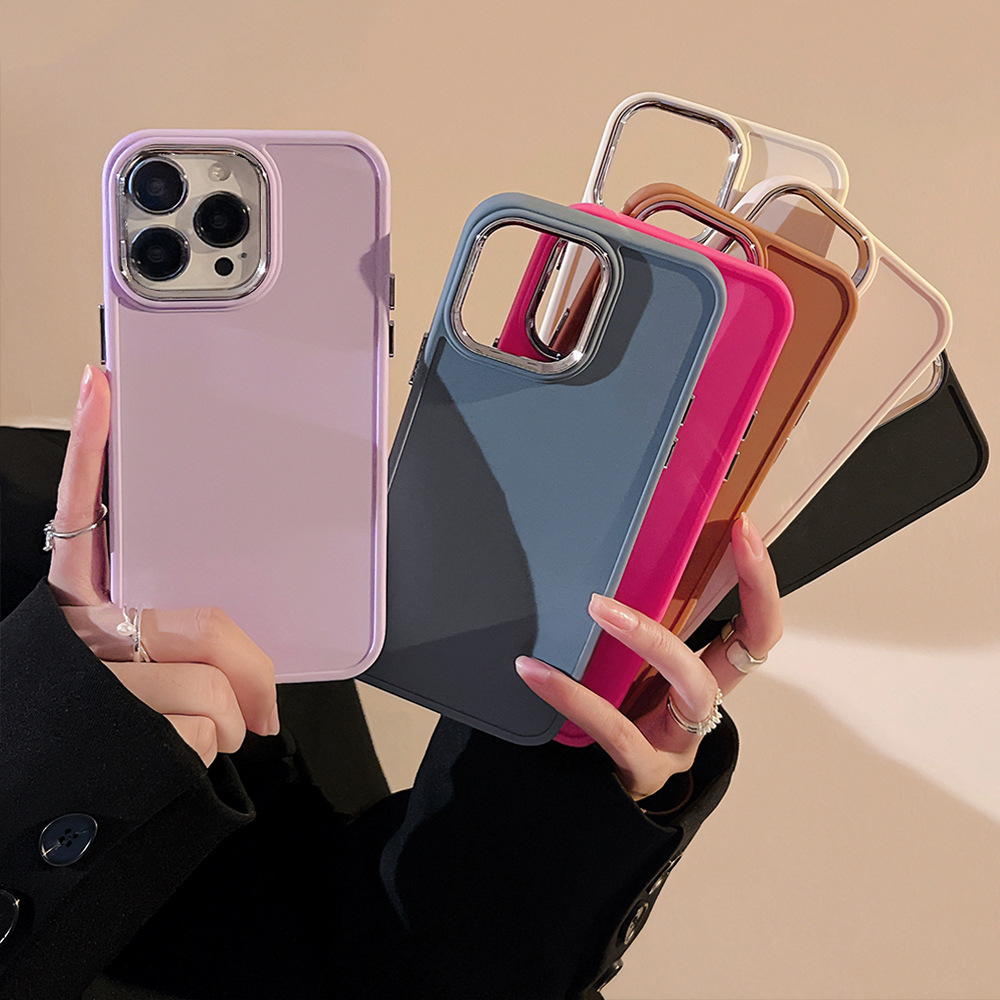 电镀镜头iphone14适用15promax苹果手机壳16硅胶11简约纯色13男女