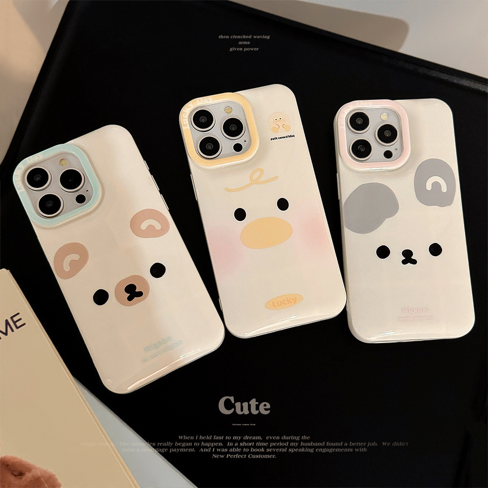 可爱大脸小动物苹果14手机壳iphone15硅胶11适用13promax软16小众