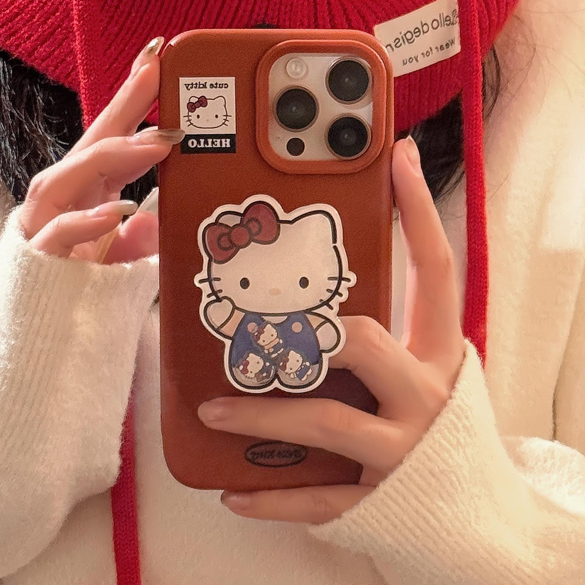 招手猫咪摇摇乐支架iphone16手机壳苹果15promax日韩卡通14适用13
